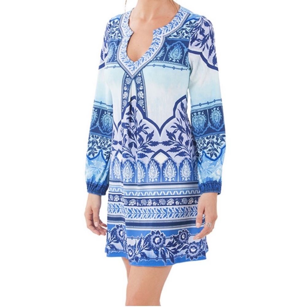 NWT Hale Bob Precious Cargo Beaded Dress - Blue size Large